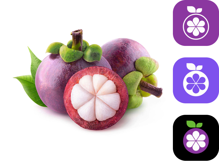 Mangosteen fruits with app icons